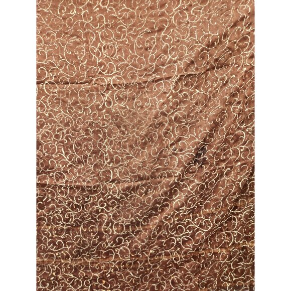 Elegant Brown Sheer Floral Scarf With Fringe Wrap Shawl Oversized 42"x82" - Picture 12 of 13